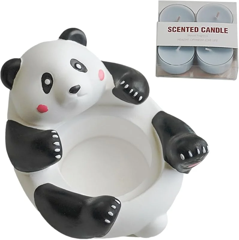 Marke: Generisch Duft-, niedlicher Panda-Statue, Teelichthalter mit 4 Duftkerzen — Kerzenlicht Abendessen