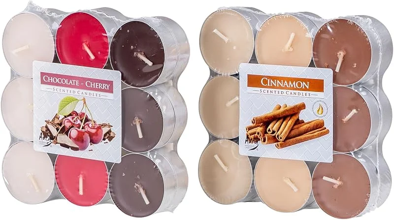 Besuche den levandeo-Store 36 Kerzen Weihnachtsduft 2x18 Stück Duft-Teelichter Duftkerzen Advent Weihnachtlich Tischdeko Kerzenschein Schoko Kirsche Zimt Weihnachten XMAS — Kerzenlicht Abendessen