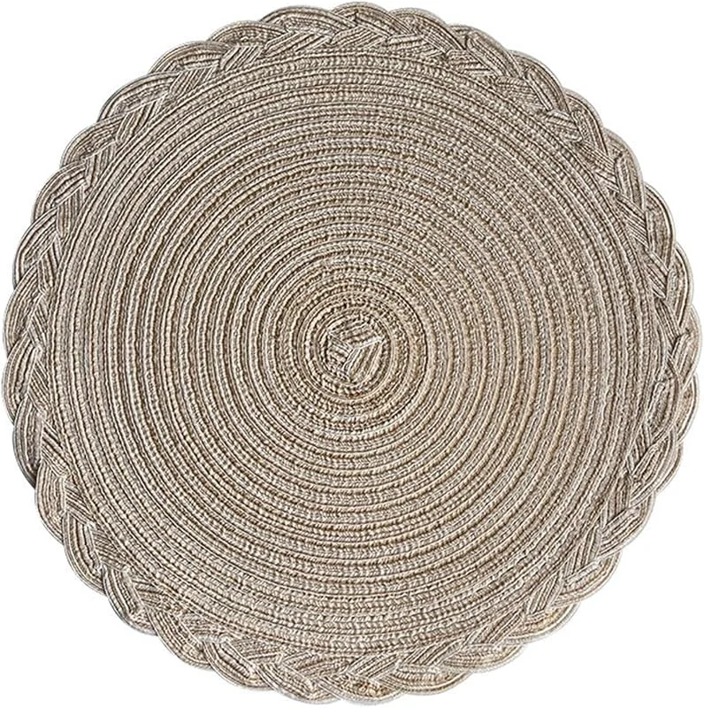 Besuche den Epinki-Store Epinki Tischset Stoff Abwaschbar Rund, 2Pcs Set 38CM Platzsets Natur Blumen Gewebt Muster Hitzebeständige aus Polyester, Tischuntersetzer Natur Beige Kaffee für Speisetisch — Küche & Haushalt