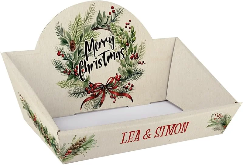 Besuche den Herz & Heim-Store Herz & Heim® Personalisierter Geschenkkorb zum selbst Befüllen (Merry Christmas - beige, 30, 5 cm x 16, 5 cm x 21, 5 cm (B, H, T)) — Geschenkverpackung