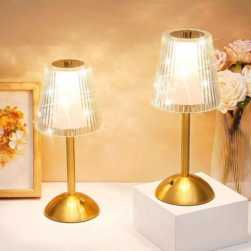 Marke: Liliful Liliful 1 x schnurlose Tischlampe, LED-Touch, goldfarben, hohl gefüttert — Kerzenlicht Abendessen
