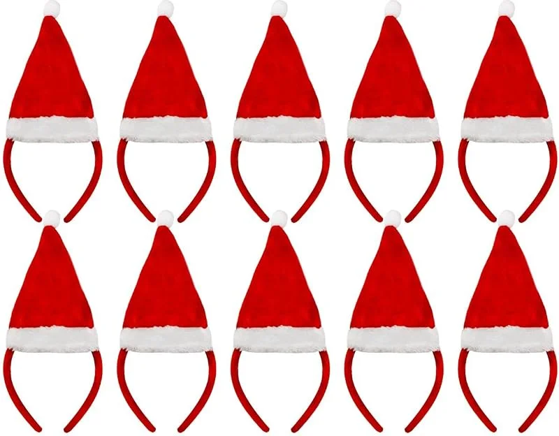 Marke: I LOVE FANCY DRESS Weihnachtsmützen für Erwachsene, 10-teiliges Set für Herren und Damen, Weihnachts-Kostüm, Kostümzubehör, große Weihnachtsmütze, Familienpackung – 10 x Mini-Weihnachtsmannmützen auf Kopfbändern — Weihnachtsmode