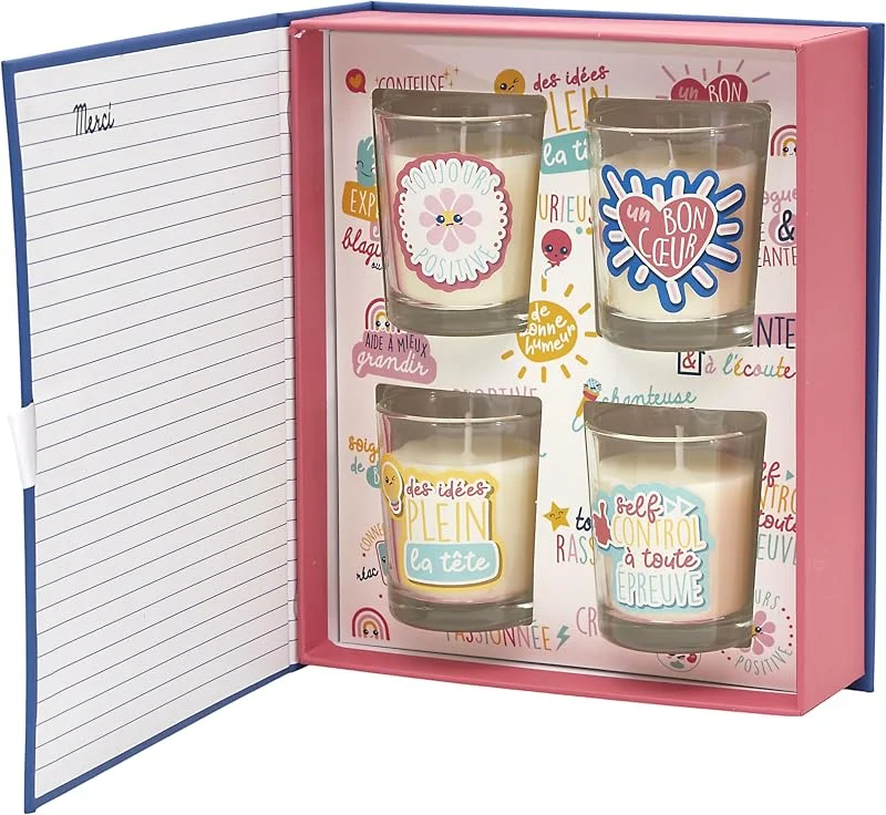 Besuche den HOME DECO FACTORY-Store Home Deco Factory - BO0199 - Set aus 4 Duftkerzen Baumwollblüte Dekoration und Ambiente - Perfekt als Dankeschön - Paraffinwachs - Glas - Blau - Standardgröße — Kerzenlicht Abendessen