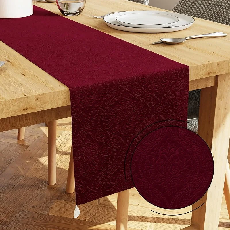 Besuche den Encasa XO-Store Encasa XO Tischläufer, Geprägter Samt, Modern 13"x59" Kastanienbraun — Küche & Haushalt