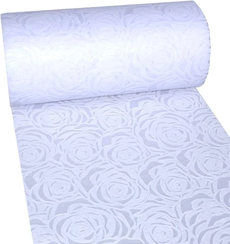 Besuche den Deko AS GmbH-Store Dekoflor Tischband Tischläufer Tischdeko einzigartiges Rosen Design (Wasserfest, Lotuseffekt, samtige Oberfläche, 25 m Rolle, 30 cm Breite, 100% Nylon), Weiß — Küche & Haushalt