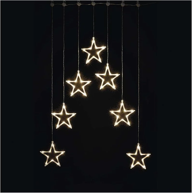 Besuche den EMOS-Store EMOS Sternengirlande mit 70 LEDs, Lichtervorhang 67cm + 5m Zuleitung, warmweiße Lichtfarbe, LED-Lichtergirlande + Netzteil, Leuchtdauer 10.000 h, IP20 für Innen, für Party, Weihnachten, Deko — Weihnachtsbeleuchtung