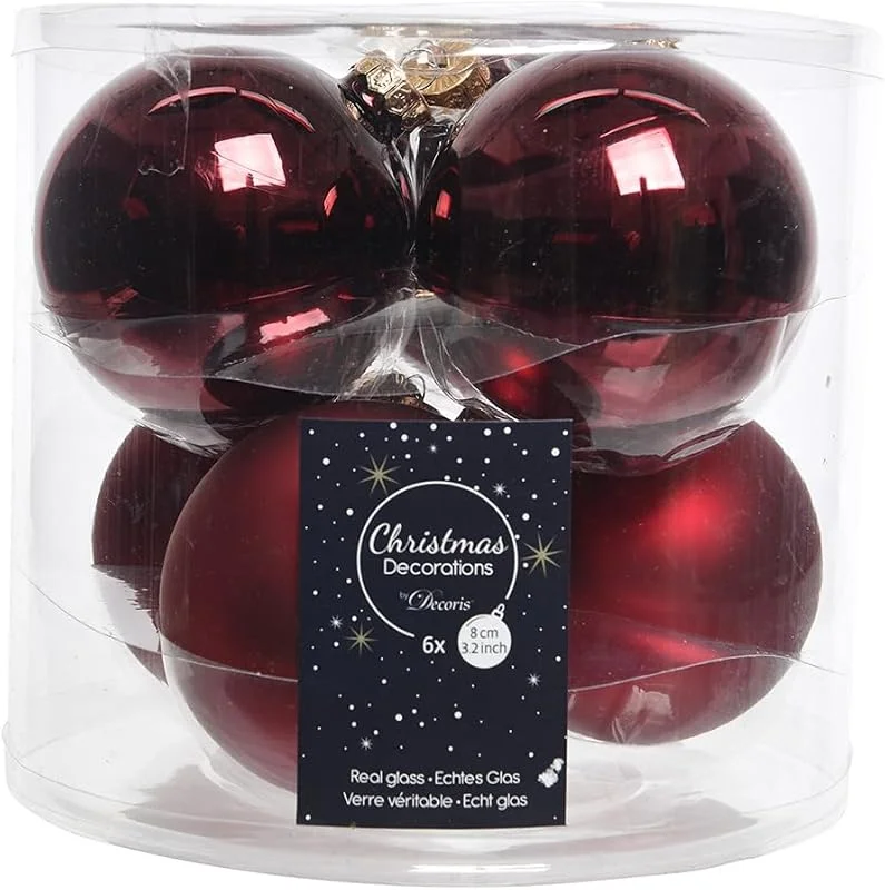 Marke: Kaemingk Weihnachtskugel aus Glas, Bordeauxrot, 8 cm — Weihnachtsdeko