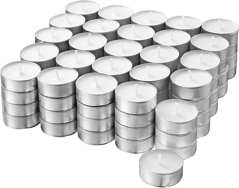 Besuche den S&S-Shop-Store S&S-Shop 200 Teelichter, ca. 4 h Brenndauer, Weiß, unbeduftet, Ø 38 mm, Teelichter, Kerzen, Hochzeit, Deko, Rußfrei, transparent — Kerzenlicht Abendessen