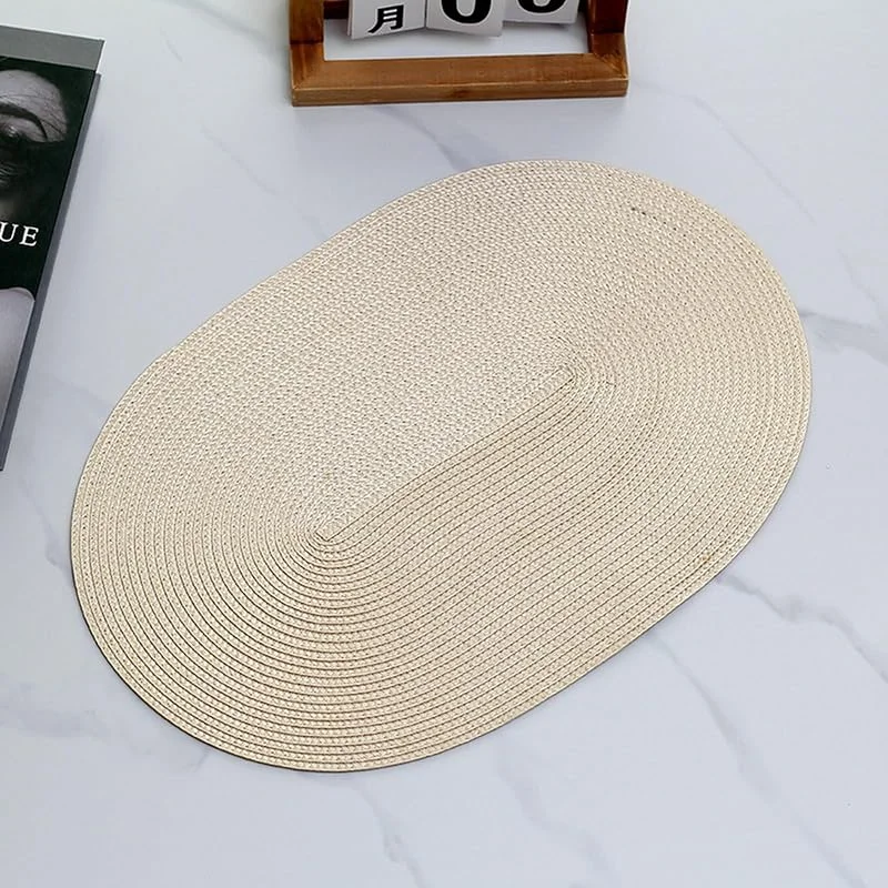 Besuche den Epinki-Store Epinki Tischset Stoff Abwaschbar Oval, 2Pcs Set PP Platzset Weihnachten Abwischbar Oval Welle Hitzebeständige, Tischmatte Modern Beige für Speisetisch, 45x30CM — Küche & Haushalt
