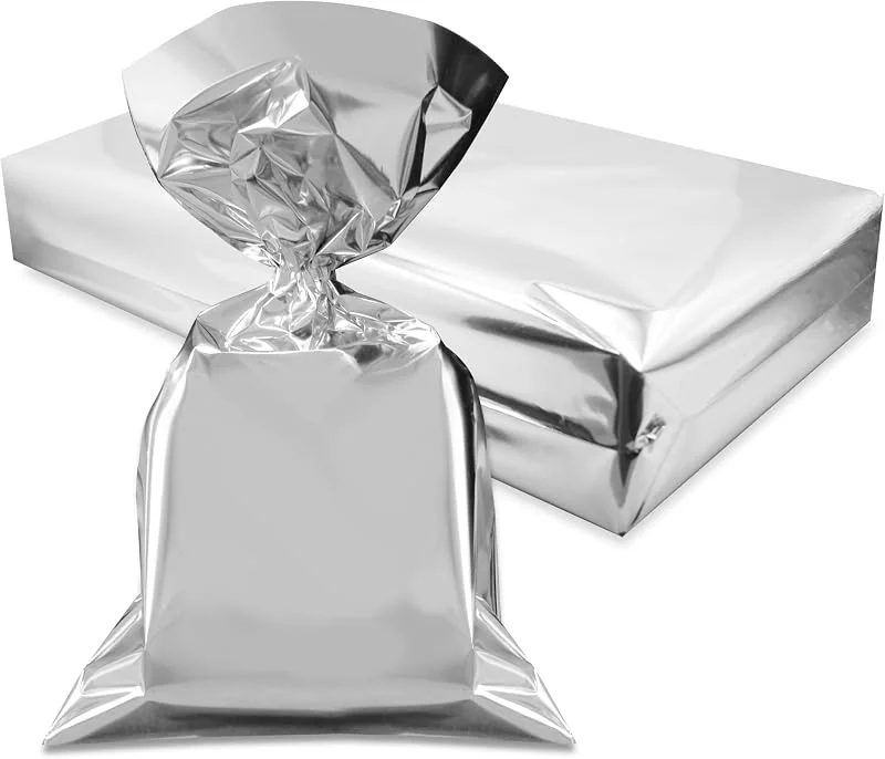 Marke: Decoraparty Decoraparty 50 silberfarbene Metallic-Beutel, für Geschenkverpackungen, Weihnachten, Geburtstag, Neujahr, Feier, Gift Bag, silberne Beutel aus Polypropylen, 35 x 50 cm