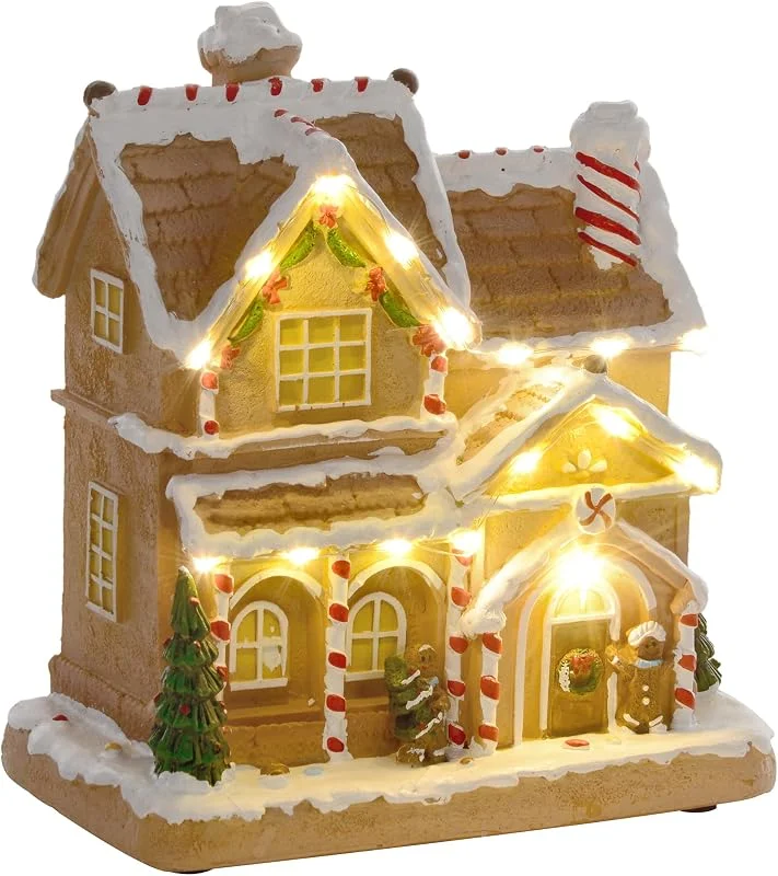 Besuche den HOMCOM-Store HOMCOM Weihnachtsdorf Lebkuchenhaus mit LED-Lichtern und Musik — Weihnachtsdeko