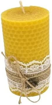 Besuche den Handmade-Store Gerollte Bienenwachskerze aus 100% Bienenwachs - direkt vom Imker - aus Wachsplatten in Handarbeit gefertigt (5cm * 10cm) — Kerzenlicht Abendessen