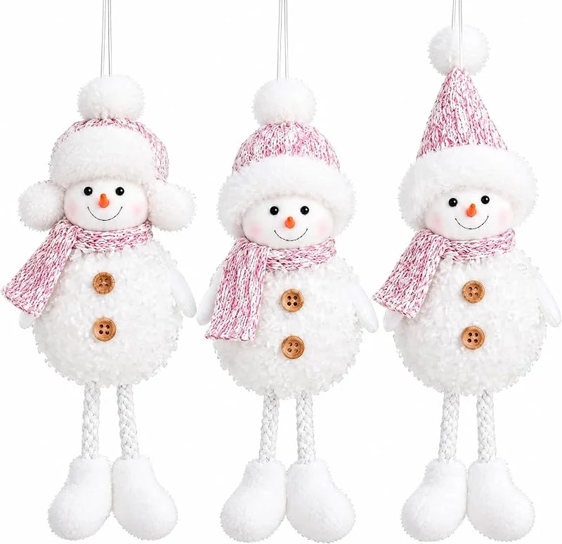 Marke: Bemonew Weihnachtsbaumschmuck-Set 3-teilig weicher Plüsch-Schneemann zum Aufhängen Heimdekoration — Weihnachtsdeko