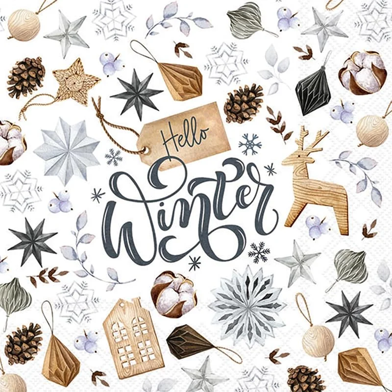 Besuche den Ambiente-Store 20 Servietten Winter Sammlung an Wintersymbole als Tischdeko. Papierservietten mit Motiv. Auch für Decoupage und Serviettentechnik 33x33cm — Advent und Tisch