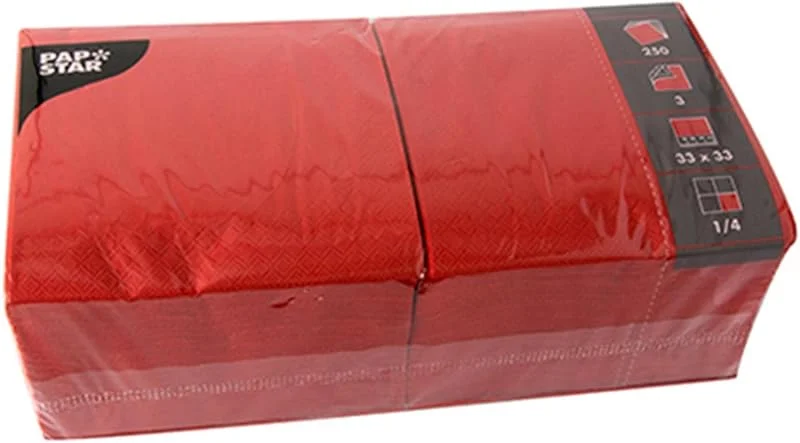 Besuche den PAPSTAR-Store Papstar 250x Servietten 3-lagig 33 x 33 cm Rot - Papierservietten — Advent und Tisch