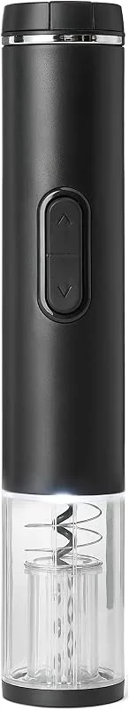 Besuche den Amazon Basics-Store Amazon Basics Elektrischer Weinöffner mit Folienschneider, Kabelloser Korkenzieher mit LED-Anzeige, Batteriebetrieben, Schwarz, 5, 4cm x 4, 8cm x 27, 0cm — Wein und Festtafel