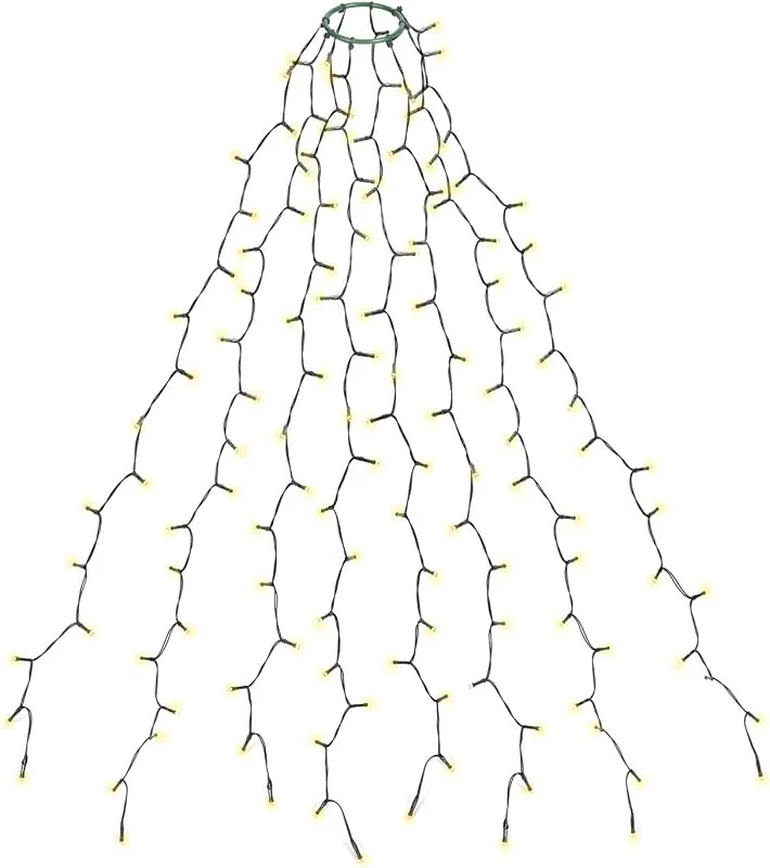 Besuche den SALCAR-Store SALCAR Weihnachtsbaum Lichterkette 1, 5m 200er LED mit 8 Girlanden, Warmweiß — Weihnachtsbeleuchtung