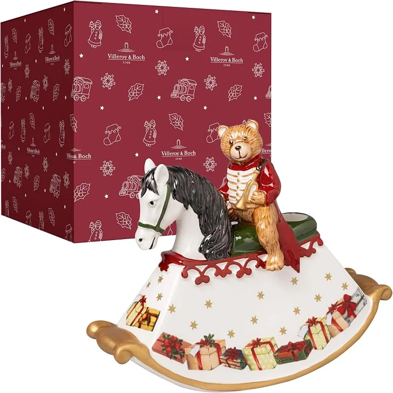 Villeroy & Boch - Christmas Toy's Schaukelpferd Bunt, Weihnachtsdekoration, Stabkerzenhalter, Kerzenhalter, Dekoration für Wohnzimmer, Flur oder Hauseingang, Dekoartikel Xmas, Weihnachten, Porzellan — Advent und Tisch