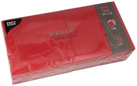 Besuche den PAPSTAR-Store PAPSTAR Servietten Daily Collection 1, 4-Falz 32 cm x 32 cm Bordeaux 89641 Tissue-Servietten Papier-Servietten, 150 Stück — Geschenkverpackung