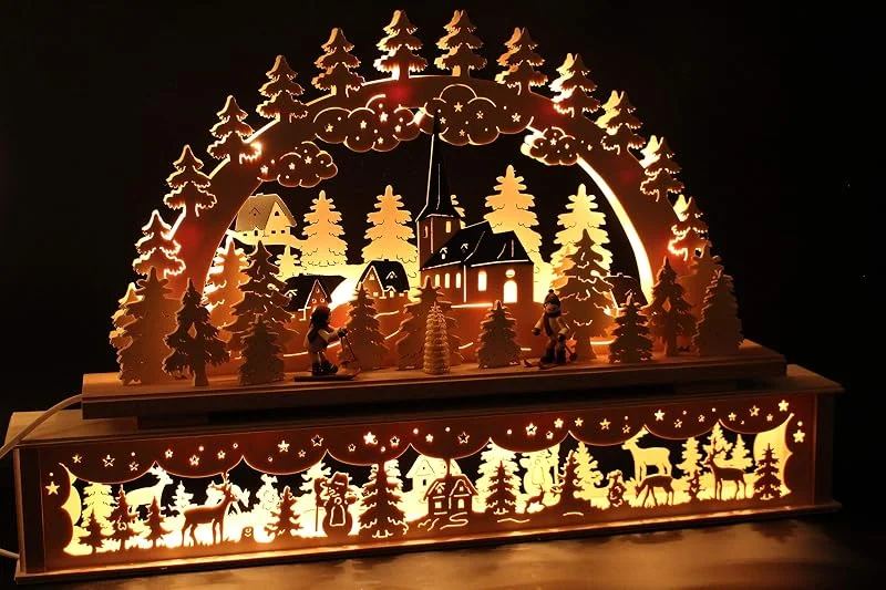 Marke: SchwibboLa Original Erzgebirgischer Schwibbogen mit Erhöhung Lichterbogen XXL Verschieden Größen FREIE Auswahl (Motiv12: 72x45cm (BxH)) — Weihnachtsdeko