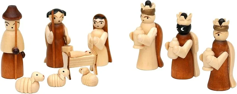 Besuche den Dekohelden24-Store Holz Krippenfiguren als 10er Set, Maße L, B, H: 1, 7 x 2, 8 x 5 cm. — Weihnachtsdeko