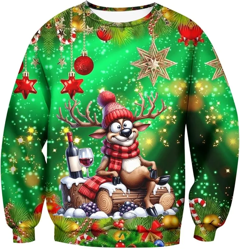 Marke: pvucpot pvucpot Weihnachtspullover Herren & Damen – Ugly Christmas Sweater 3D Druck, Lustige Funky Weihnachtspulli, Casual Weihnachtsoutfit, Unisex Pullover Sweatshirt Für Männer & Frauen Xmas Geschenk — Weihnachtsmode