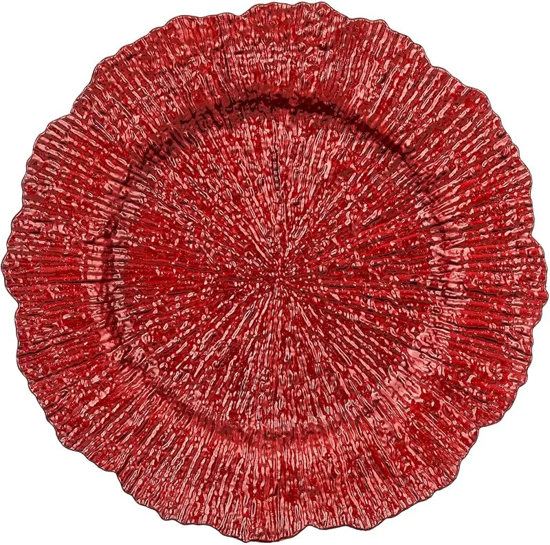 Besuche den MICA-Store MICA Dekoteller 33cm Kunststoff mit geprägtem Strahlenrelief - Rot — Advent und Tisch