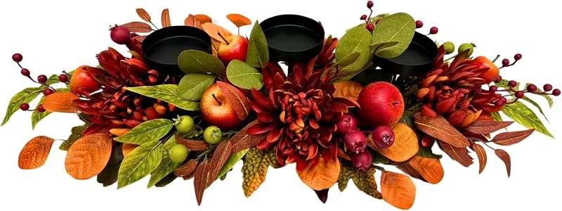 Marke: Svndlyn Svndlyn Kerzenhalter mit künstlichen Äpfeln, Müttern und Beeren, 66 cm — Kerzenlicht Abendessen