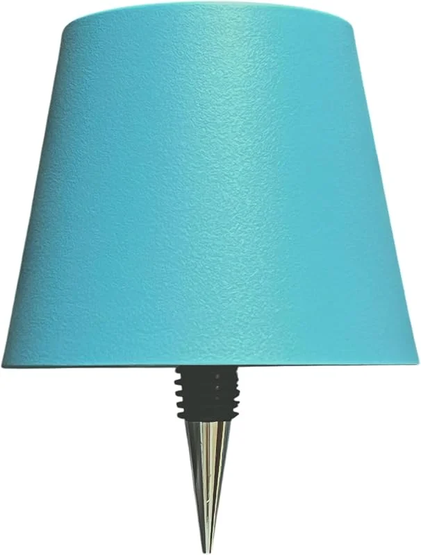 Besuche den Warmpi-Store LED Flaschenlampe Kabellos - Akku Tischleuchte Dimmbar - Gebürstetes Metall - IP54 Wasserdicht Flaschenlicht mit Touch-Steuerung - Dekolampe für Weinflaschen, Outdoor & Innen (Blau) — Kerzenlicht Abendessen