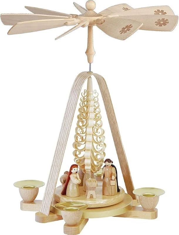 Marke: Richard Glässer Seiffen German Christmas Pyramid with Holy Family Nativity Scene Handcrafted in Germany — Weihnachtsdeko