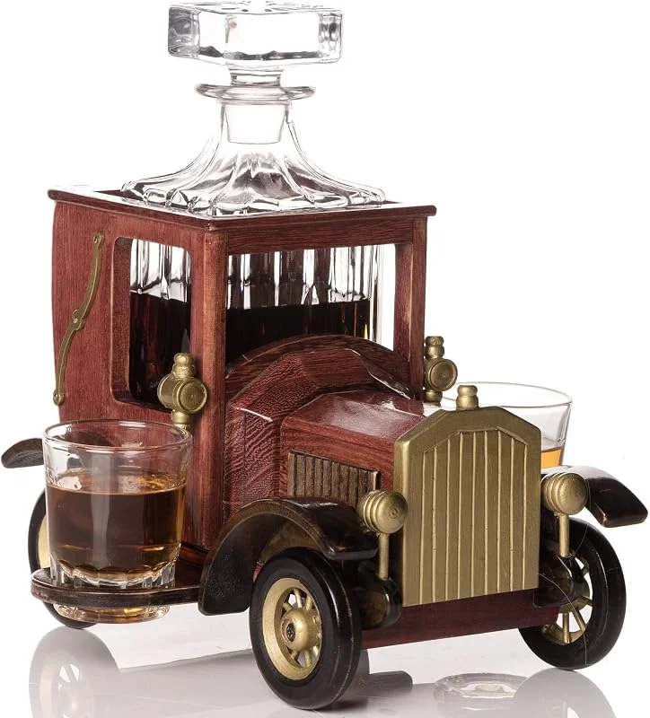 Besuche den Kemstood-Store Kemstood Whiskey Karaffe (945 ml) - Decanter Set mit Kristallgläsern und altmodischem Oldtimer-Ständer von Kemstood - Personalisiertes Set für Männer - Bar-Accessoires für Alkohol - Whisky Geschenkset — Wein und Festtafel