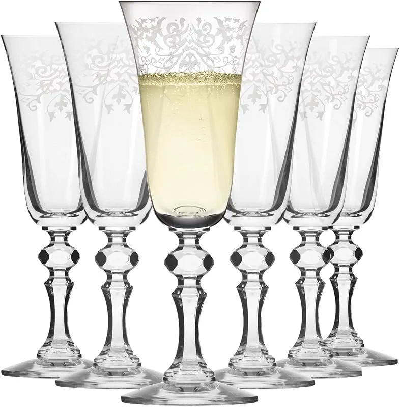 Besuche den Krosno-Store Krosno Sektgläser, 6er Set, 165 ml, Kollektion Krista Deco — Wein und Festtafel