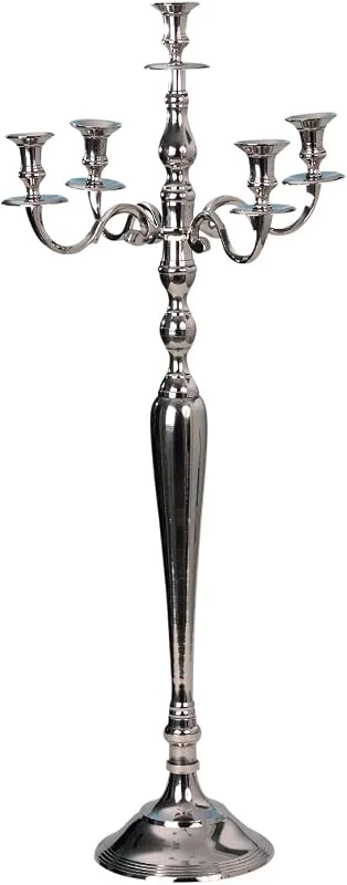 Besuche den Lifestyle & More-Store Lifestyle & More Kerzenständer 5-armig Kerzenleuchter Silber Kandelaber Höhe 100cm — Kerzenlicht Abendessen