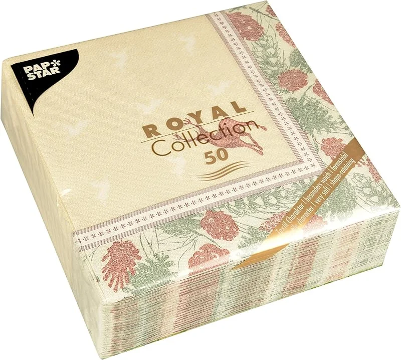 Besuche den PAPSTAR-Store Papstar, 50 Servietten "ROYAL Collection" 1, 4-Falz 40 cm x 40 cm "Majestic Deer", #85654 — Küche & Haushalt