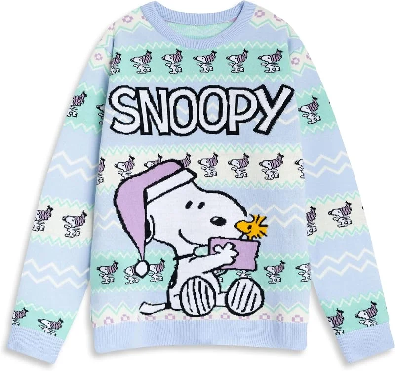 Marke: Peanuts Peanuts Snoopy Damen-Weihnachtspullover in Mehreren Farben, Langärmliger Rundhalsausschnitt, Cartoon-Weihnachtskleidung, Festliche Kleidung für Weihnachtsfeiern Merch — Weihnachtsmode
