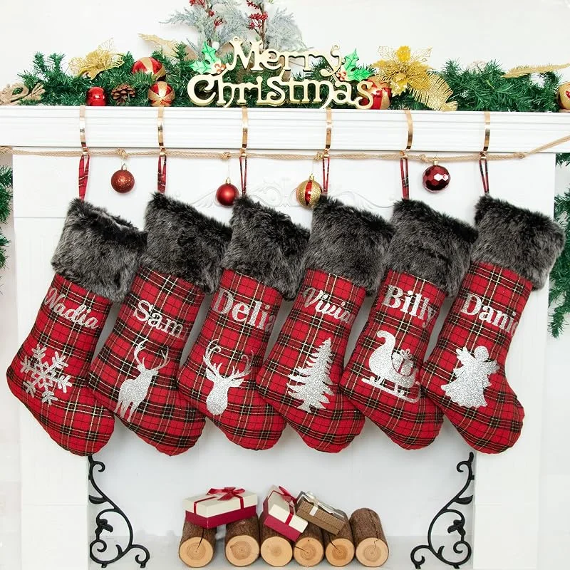 Besuche den Beyond Your Thoughts-Store Beyond Your Thoughts Personalisiert Weihnachtsstrumpf, Benutzerdefinierte Fleisch Nikolausstrumpf Kamin mit Namen, 1 Stück Großer Christmas Stocking — Weihnachtsdeko