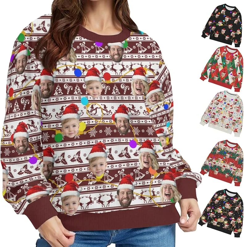 Marke: Xenorith Personalisiert Weihnachtspullover Gesicht Foto Lustige Christmas Sweater — Weihnachtsmode