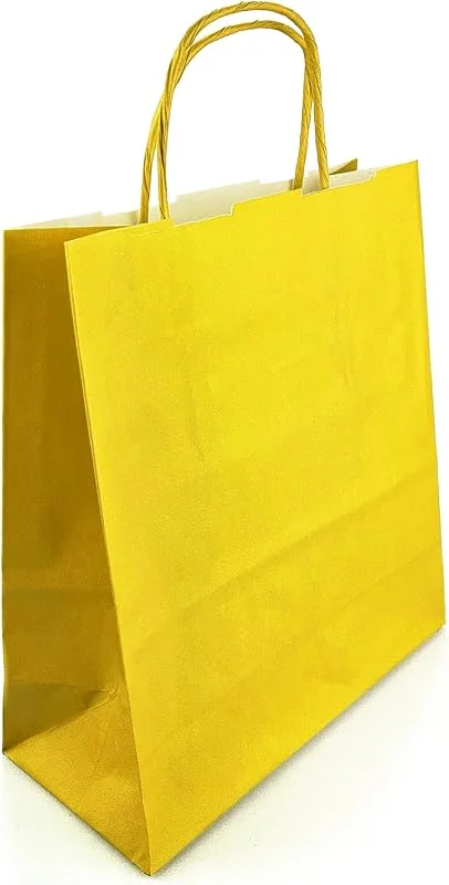 Besuche den Netuno-Store Netuno 10 Verkaufstüten mit Henkel gelb 18x8x21 cm für Geschenke — Geschenkverpackung