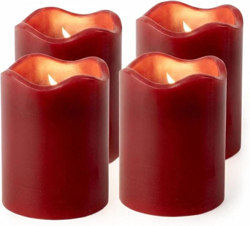 Besuche den Spetebo-Store LED Kerze 4er Set rot mit Timer batteriebetrieben - 9 x 7 cm — Advent und Tisch