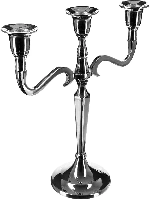 Besuche den ATMOSPHERA CREATEUR D'INTERIEUR-Store Kerzenhalter mit 3 Köpfen - Metall - Silber - H27 cm - Silber - Atmosphera créateur d'intérieur — Kerzenlicht Abendessen