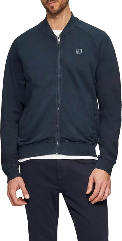 Besuche den s.Oliver-Store s.Oliver Herren Sweatshirt Jacke – Regular Fit, Stehkragen, Artwork — Weihnachtsmode