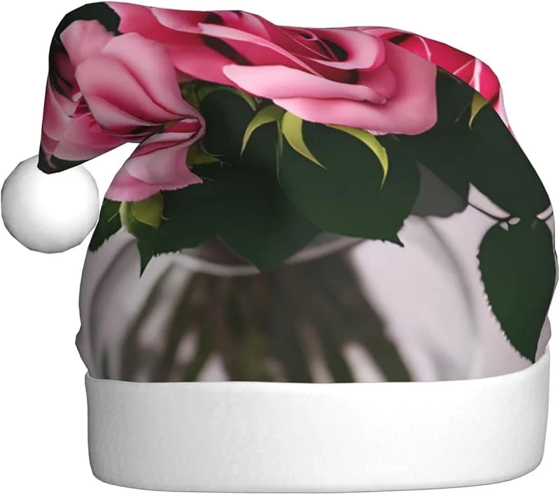 Marke: Tamiger Weihnachtsmützen mit rosa Rosen, saisonal festlich — Weihnachtsmode