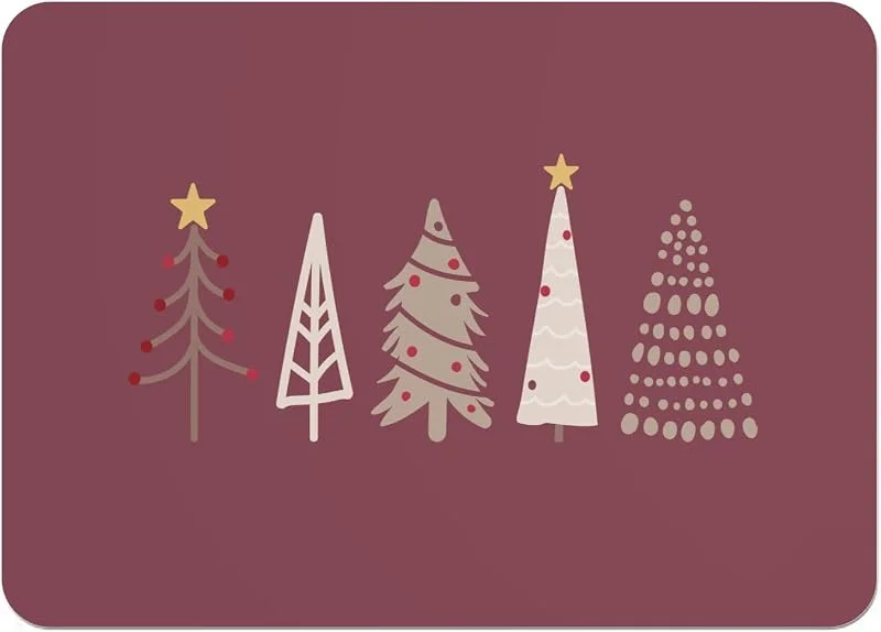 Marke: Fabulous Set von weichen Tischsets aus Kork, rot - Weihnachtsbäume im Winter, Geschenk für den Weihnachtsmann - Großformat 39, 5 x 28, 5 cm — Küche & Haushalt