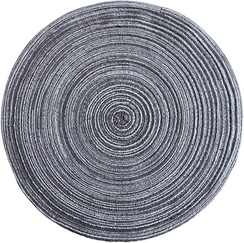 Besuche den Epinki-Store Epinki Tischset Abwaschbar Personalisiert Rund, 2Pcs Set 36CM Weihnachts Platzset Abwaschbar Kreis Gewebt Muster aus Polyester, Tischmatte Schreibtisch Grau Schwarz für Zuhause Speisetisch — Küche & Haushalt