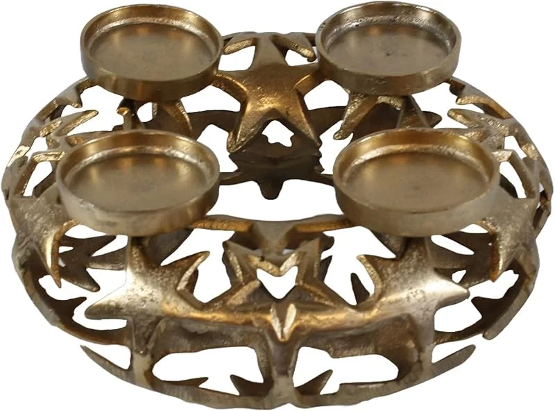 Besuche den Fachhandel Plus-Store Kerzenständer für Stumpenkerzen – moderner Kerzenhalter für bis zu 4 Kerzen – Metall Deko-Kerzenleuchter in verschiedenen Designs & Farben (Gold, Starlight) — Kerzenlicht Abendessen