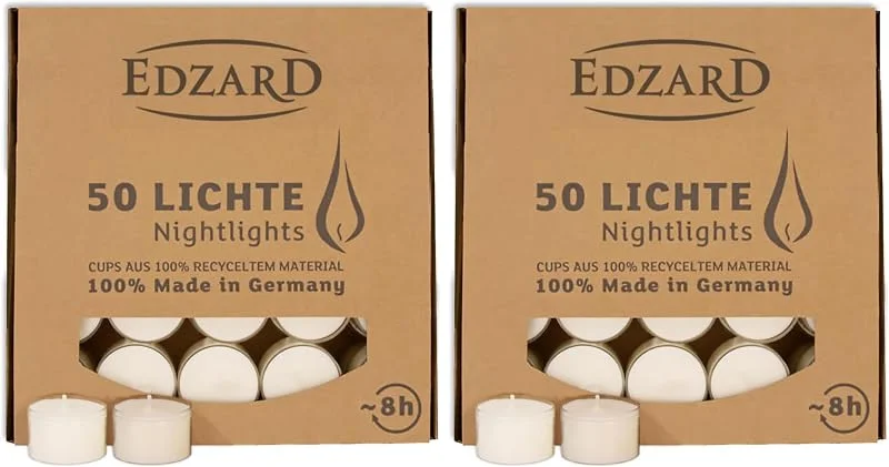 Besuche den EDZARD-Store EDZARD 50 Teelichter (Ø 38 mm), Paraffin (Packung mit 2) — Kerzenlicht Abendessen