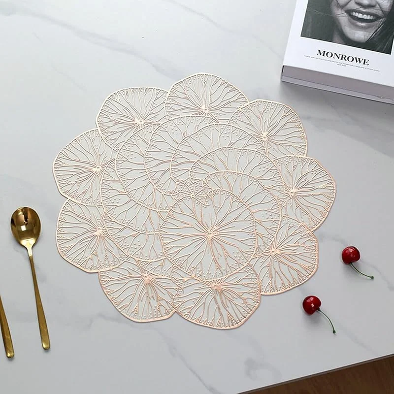 Besuche den Epinki-Store Epinki 2er Set Weihnachten Tischsets Rund 38CM, PVC Platzsets Vintage mit Blumen Muster Anti-Rutsch, Tischmatte Weihnachten Rose Gold für Tisch Bar — Küche & Haushalt