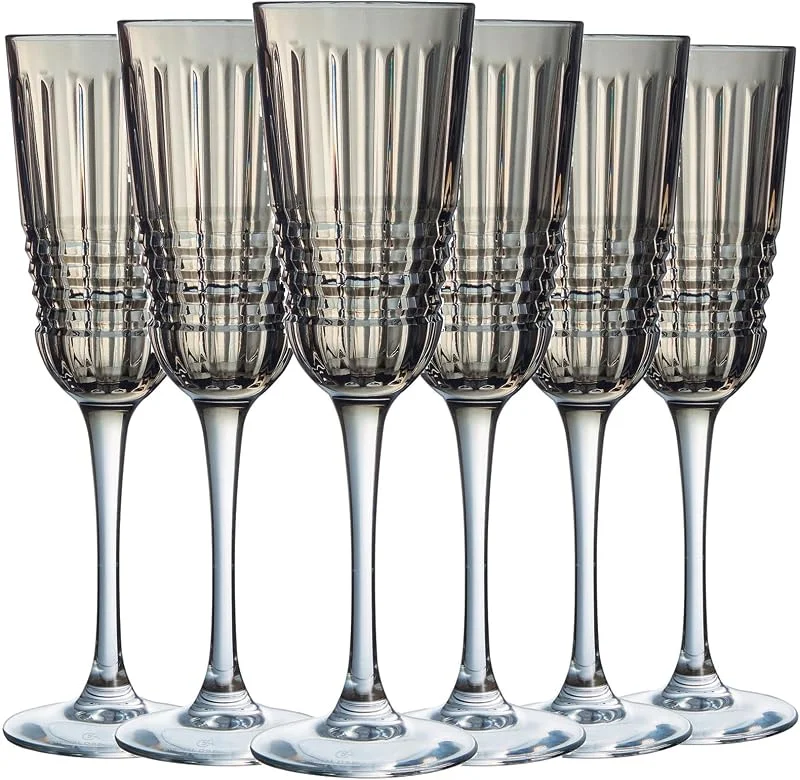 Marke: Cristal d'Arques Cristal d'Arques, Sektgläser, Rendez-Vous Brume Marron, 17 cl, 6er Set — Wein und Festtafel