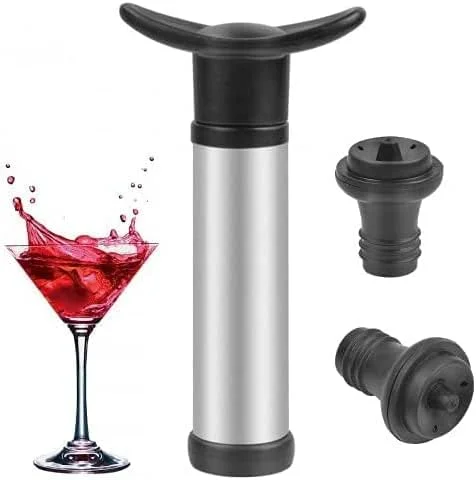 Marke: Chabrias Ltd Wein-Vakuumpumpe & 2 Stopfen - Edelstahl Weinsparer zum Frischhalten von Wein - Einfach zu bedienendes Weinversiegelungs-Geschenkset — Wein und Festtafel