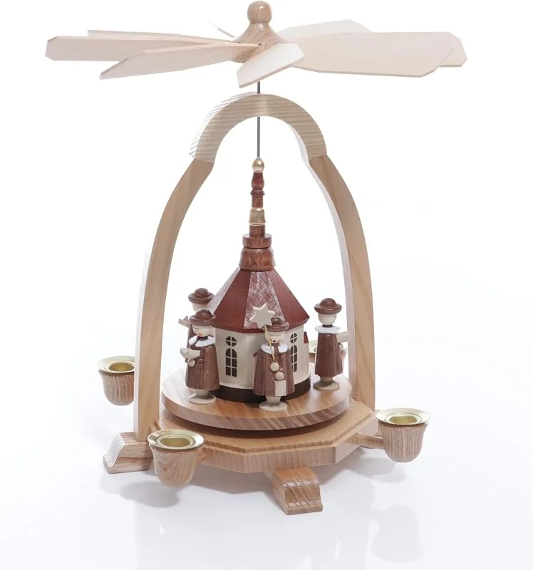 Besuche den Rudolphs Schatzkiste-Store Rudolphs Schatzkiste Pyramide mit Kirche BxHxT ca 17x25x17 cm NEU Weihnachtspyramide Holzpyramide für Kerzen Tischpyramide — Weihnachtsdeko